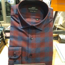 맨하탄셔츠 NC서면점 초특가행사 기모 레이온 버건디 타탄체크 슬림핏 셔츠 24Z7164