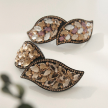 바이데이지 프랑스 브라운 퍼플 빅큐빅 한머리 자동 헤어핀 Bh0747-1