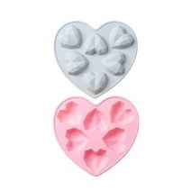 이홈베이킹 크리스탈하트 실리콘몰드 6구 2종 세트, 블루+핑크, 7세트