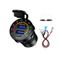 12V 24V QC3.0 LED 전압계 스위치 케이블을 사용한 듀얼 USB 자동차 충전기 빠른 충전
