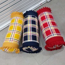 쭈앙 체크 캔디베개커버 둥근베게커버, 옐로우