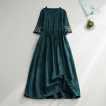 린넨 롱 원피스 맥시 40대 쉬폰 중년