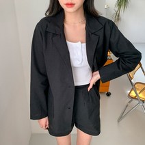 코지 미니멀 코디 투버튼 썸머 테일러드 린넨 자켓