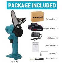 소형 전기톱 충전 체인톱 전동톱 브러시리스 미니 체인 무선 충전식 목공 한 손 정원, 2 배터리 미국 판지