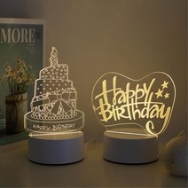 특별한 선물 USB연결 LED 아크릴무드등 취침등 작은 아크릴등 장식, 2.생일, 2.생일