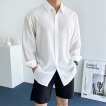 데일트 남자 여름 에어 플리츠 오버핏 셔츠 남방