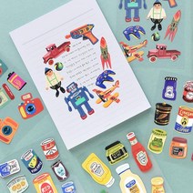 레트로 리무버블 스티커팩 6매 세트, 1개