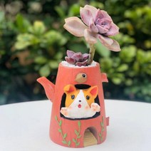 [ROOGO 루고 화분] 코기의 아침인사 - 주전자코기 카페소품 인테리어소품 커피숍소품 원예키트 원예수업