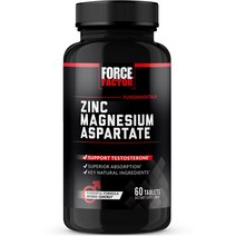 Force Factor ZMA 아연 마그네슘 비타민B6 태블릿 60정, 1개