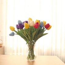 망고튤립 조화 졸업식 꽃다발 재료 브라이덜샤워 소품 17Color, 라이트 핑크