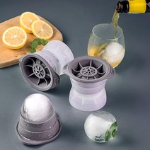 1+1 왕얼음 실리콘 얼음 트레이 원형 아이스 얼음틀 위스키 볼 통 몰드 곰돌이 크림 큐브 캐릭터 메이커 냉동실 왕 어름 뚜껑포함 푸쉬 하이 동물 ice mold 바스켓 반자동, R39075G(그레이