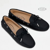 토즈 22FW GOMMINO 핸드 스티칭 모카신 여성 로퍼 BK