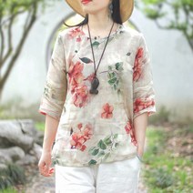 면마블라우스 할인점 상점 전문점 여성의류 수출함 이탈리안 두리번 슬림핏 플라워 모시 마셔츠 면린넨 상의 2268211955