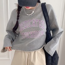 3단쭈리 나염 컷팅 세미크롭 맨투맨