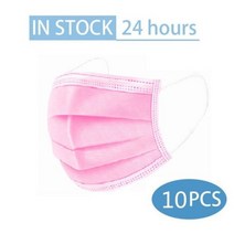 입 마스크 3 레이어 안티-먼지 일회용 마스카라 10 50 100 Pcs 비 짠 Meltblown 헝겊 탄성 귀 루프 얼굴, 10pcs Pink