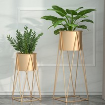 ShengXin 북유럽 모던 거실 화분 받침대 스탠드 인테리어 선반 베란다화분정리대, 26*26*70cm, 금빛