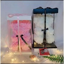 [레터링+케이스+LED조명] 로즈베어 장미곰 장미곰돌이 이벤트꽃 장미꽃인형 프로포즈 발렌타인데이 화이트데이 빼빼로데이 특별한날 결혼 입학식 졸업식 기념일 크리스마스 선물_쯔야코드, 리본베어-피치[러브레터링+선물케이스+LED조명]