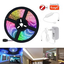 tuya zigbee 1m 2m 3m 4m 5m 스마트 led 스트립 5050, 따뜻한 흰색, US 플러그, 5M 전체 키트