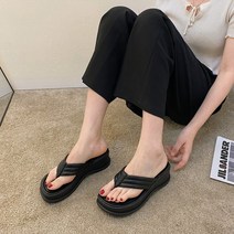 아망슈 여성 데일리 쿠션 통굽 쪼리 슬리퍼