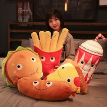 (수입) 햄버거 감자튀김 피자 쿠션 베개 인형 선물, 음료 50cm