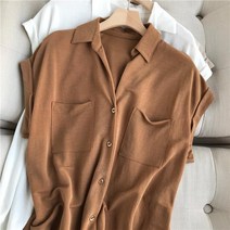 WZC 여성 반팔 셔츠 무지 롤업 투포켓 루즈핏 빅사이즈 남방 상의 봄 여름