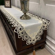 효담상회 예쁜 레이스 식탁보 테이블보 테이블 러너 13종, 40×140(2인용), 10. 밀크 화이트