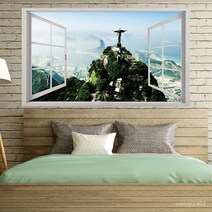 뮤럴벽지 비스코스 벽 스티커 3D 입체벽화 PVC 스티커 모의창문 자연풍경 장식 60*40cm/150*100cm, 024