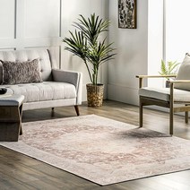 NuLOOM Rosa 세탁기 세탁 가능한 디 드 빈티지 메달리온 액센트 러그 61 x 91.4cm(2 x 3피트) 라이트 핑크