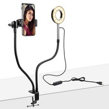 IzBuy 라이브 스트림용 조명 스탠드 웹캠 및 휴대폰 홀더 마운트가 있는 셀카 링 라이트 C925x C922x C922 C920 C930 C930e C615 Biro 4K용