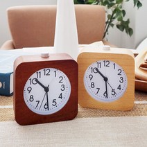 구우스 자작나무 클래식 무소음 사각 탁상 시계, 라운드 메이플