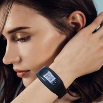 실리콘 만보기 시계 손목시계형 걷기운동 만보계, 블랙