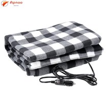 Apnoo 전기요 자동차용 극세사 3단 조절 온열 전지담요, 12V(150cm*110cm), 블랙+화이트