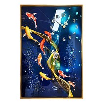 꾸미아트 이블랜 320 투명 원형 잉어 벽시계-우드