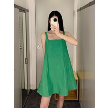 여성 미니 원피스 미니멀리스트 COS 스타일 캐주얼 버전 A 라인 스퀘어 넥 서스펜