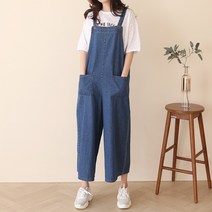 봉시스터즈 와이드청멜빵바지 여성 긴바지 와이드 팬츠 멜빵 빅사이즈