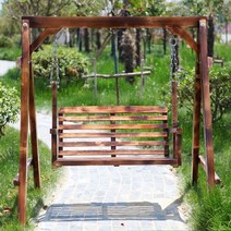 원목 흔들의자 그네의자 야외 우드 펜션 테라스 나무, 그네 세트