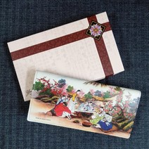 민속화 가죽장지갑 베짜기 l 전통 그림 외국인선물