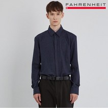 지이크파렌하이트 20FW 스탠다드핏 네이비 기모 멜란지 히든 단작 셔츠 (FBBAX5125)
