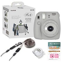 후지필름 인스탁스 미니 8 플러스 치키 즉석카메라 mini 8 (접사렌즈 및 숄더 스트랩 세트), 참깨 (그레이)