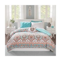 시트 세트 장식 베개 올 시즌 침구 세트 퀸 Vinnie Aqua 8피스가 포함된 캐주얼 보헤미안 이불, 비니 아쿠아, 여왕