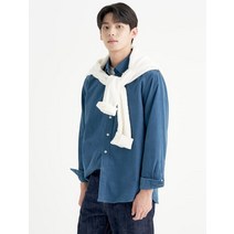 BEAN POLE 레귤러 블루 코듀로이 솔리드 셔츠