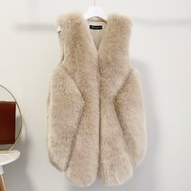 퍼 트리밍 여자 하프 페이크 퍼 베스트 젊음 모피코트 베스트 조끼 겨울 브이넥 모피 밍크코트 재킷