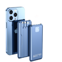 PYHO 대용량 20000mAh 보조배터리 라인배치 66w 슈퍼급속충전 얇고 가벼운 휴대용 명품 보조배터리 삼성 아이폰 보조배터리, 20000W핑크