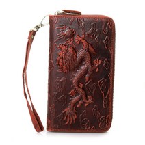 유명 브랜드 디자인 지갑 드래곤 패턴 소 가죽 남성 클러치 백 중국 스타일 남성 카드 홀더 지갑 휴대 전화 가방