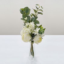 조화꽃 1세트+화병 1개(신상)-화이트 조화 파티 프로포즈 웨딩 브라이덜 용품 기념일 셀프 홈파티 장식 꾸미기 소품 베이비 샤워 생일, 조화꽃 1세트+화병 1개(신상)