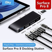 최신ISky for Microsoft Surface Pro8 어댑터 프로 8 표면 독 스테이션 USB3.0 TF 허브 포트 복제기 프로 8, 02 Black-HDMI