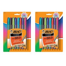 BIC 빅 크리스탈 볼펜 모둠컬러 1.6mm 24개입 2개 Cristal Xtra Bold Fashion Ballpoint Pen
