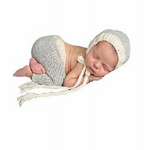 Ufraky Baby Boy Grey Hat Pants Photo Photography Prop Crochet Knitted Costume Set (Grey hat + Pant), 1