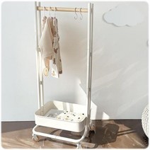 설렘 이동식 우드 어린이 행거 아동옷걸이 트롤리 수납 옷걸이행거스탠드 헹거 높이조절 바퀴 옷걸이행거, ∈본상품∋