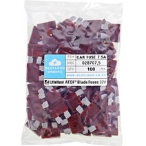 카휴즈 자동차용 퓨즈 리틀휴즈 블레이드휴즈 ATOF DC 32V Car Fuse Littelfuse Auto Blade Fuse, 100개, 7.5A